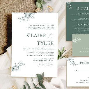 Invitation Mariage minimaliste moderne vert typographie forme