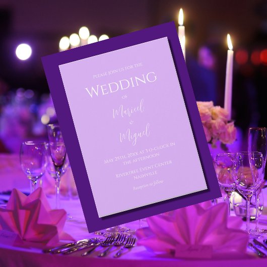 Invitation Mariage minimaliste moderne violet Lilac
