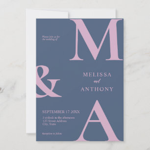 Invitation Mariage minimaliste moderne violet rose