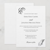 Invitation Mariage Minimaliste Monogramme Élégant (Devant / Derrière)