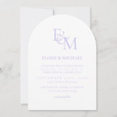 Invitation Mariage Minimaliste Monogramme Lavande Classique (Devant)
