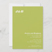 Invitation Mariage Minimaliste Monogramme Lime Chartreuse (Devant)