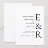 Invitation Mariage minimaliste monogramme moderne gras (Devant / Derrière)