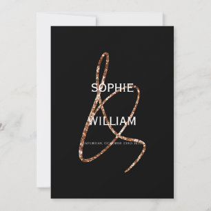 Invitation Mariage minimaliste noir Ampersand moderne