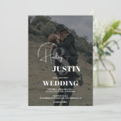 Invitation Mariage minimaliste noir blanc (Debout devant)