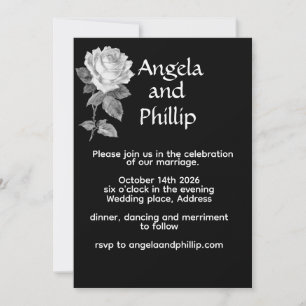 Invitation Mariage Minimaliste Noir & Blanc Avec Des Roses