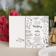 Mariage Minimaliste Noir & Blanc Dessiné à la Main