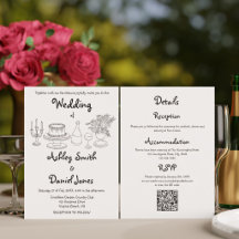 Mariage Minimaliste Noir & Blanc Doodle Tout En Un