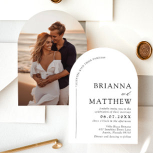 Invitation Mariage minimaliste noir & blanc moderne Arch