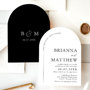 Invitation Mariage minimaliste noir & blanc moderne Arch