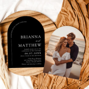 Invitation Mariage minimaliste noir & blanc moderne Arch
