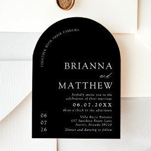 Invitation Mariage minimaliste noir & blanc moderne Arch