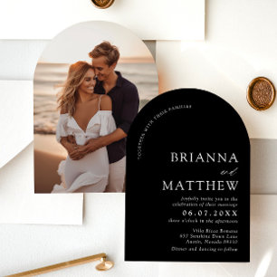 Invitation Mariage minimaliste noir & blanc moderne Arch