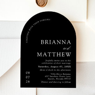 Invitation Mariage minimaliste noir & blanc moderne Arch