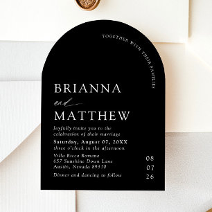 Invitation Mariage minimaliste noir & blanc moderne Arch