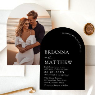 Invitation Mariage minimaliste noir & blanc moderne Arch