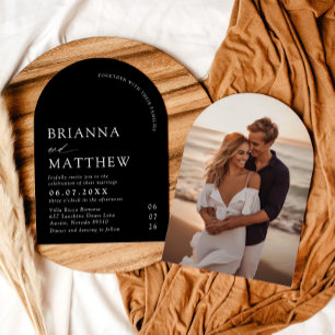 Invitation Mariage minimaliste noir & blanc moderne Arch