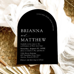 Invitation Mariage minimaliste noir & blanc moderne Arch
