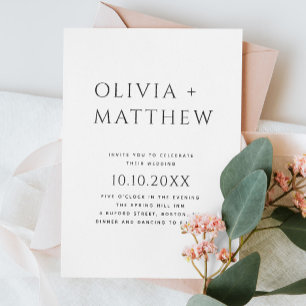Invitation Mariage Minimaliste Noir & Blanc Photo & Code QR