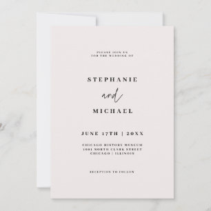 Invitation Mariage Minimaliste Noir Blanc Typographie Simple