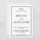 Invitation Mariage minimaliste noir et blanc (Devant)