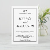 Invitation Mariage minimaliste noir et blanc (Debout devant)
