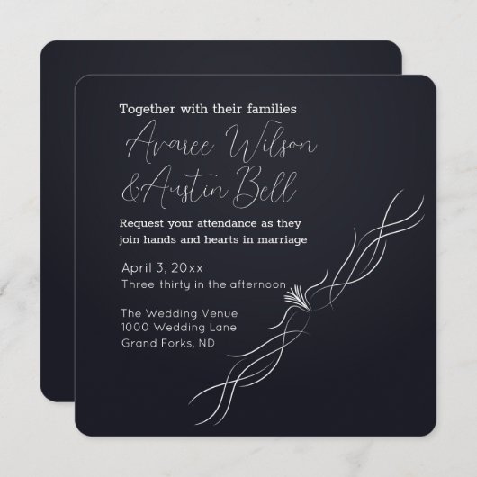 Invitation Mariage minimaliste noir et blanc (Devant / Derrière)
