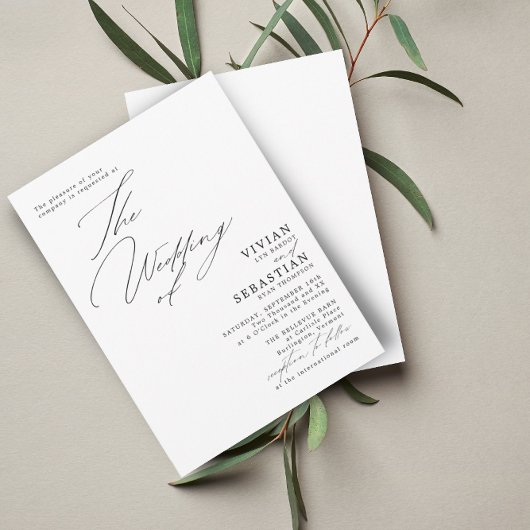 Invitation Mariage minimaliste noir et blanc