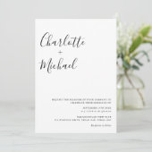 Invitation Mariage minimaliste noir et blanc (Debout devant)