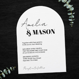 Invitation Mariage Minimaliste Noir et Blanc avec Arche Moder