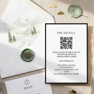 Invitation Mariage minimaliste noir et blanc avec code QR