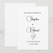 Invitation Mariage minimaliste noir et blanc chic (Devant / Derrière)