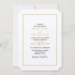 Invitation Mariage minimaliste noir et blanc en or simple