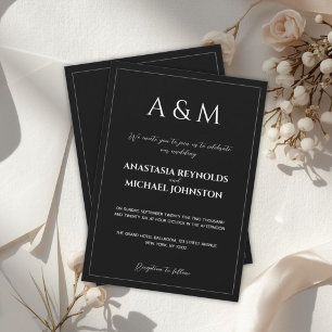 Invitation Mariage minimaliste noir et blanc moderne