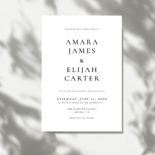 Invitation Mariage minimaliste noir et blanc moderne