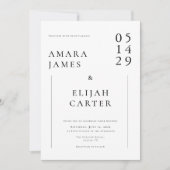 Invitation Mariage Minimaliste Noir et Blanc Moderne (Devant)