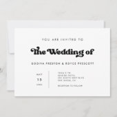 Invitation Mariage minimaliste noir et blanc rétro élégant (Devant)