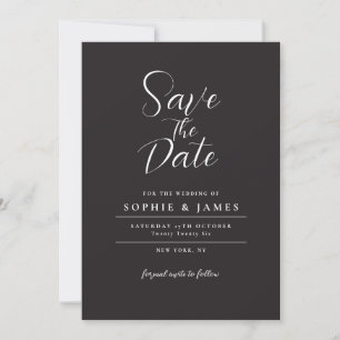 Invitation Mariage minimaliste Noir Moderne Enregistrer La Da