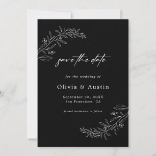 Invitation Mariage minimaliste Noir Moderne Enregistrer La Da