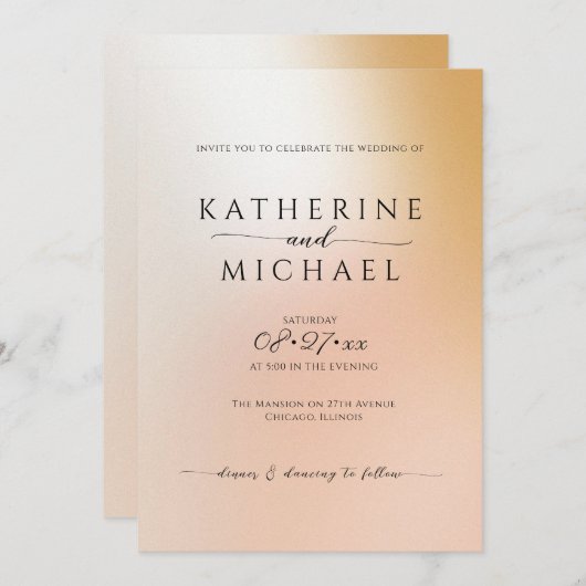 Invitation Mariage minimaliste Ombre (Devant / Derrière)