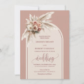 Invitation Mariage minimaliste Pampa rose Dusty (Devant)