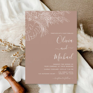 Invitation Mariage Minimaliste Pampas Grass Terracotta
