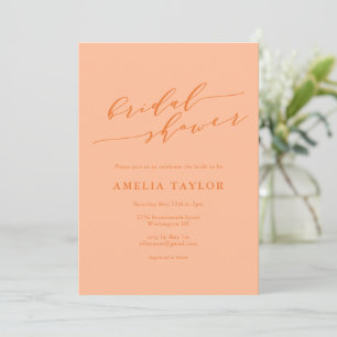 Invitation Mariage Minimaliste Peach Orange Écriture Invitati