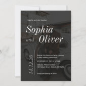 Invitation Mariage minimaliste photo noir et blanc élégant (Devant)