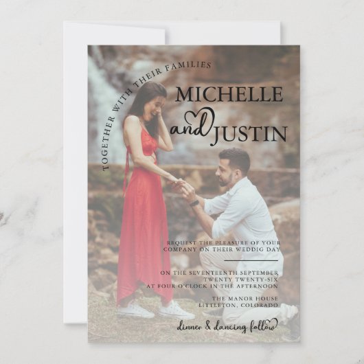 Invitation Mariage minimaliste photo simple moderne (Devant)