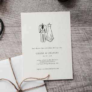 Invitation Mariage Minimaliste pour Couples Robe de Mariée et