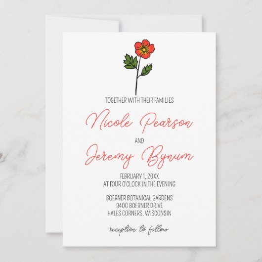 Invitation Mariage minimaliste Primrose (Devant)