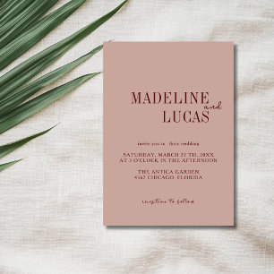 Invitation Mariage Minimaliste Propre Terre Éteinte Bourgogne