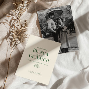 Invitation Mariage minimaliste Retro Green Typographie