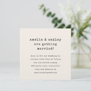 Invitation Mariage Minimaliste Rétro Machine à Écrire Ivoire 